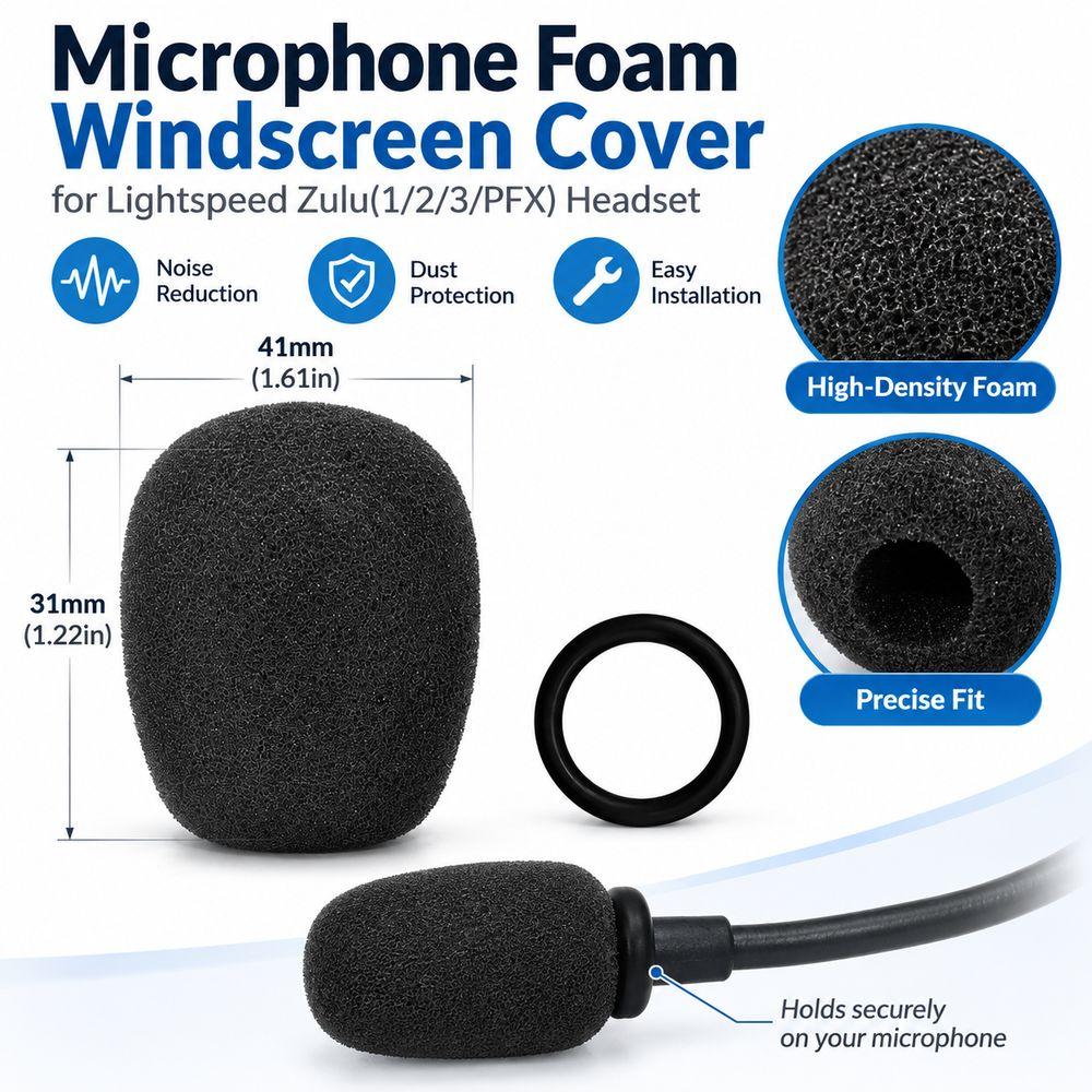 1pcs with Silicone Ring Mic Windscreen Cover for Lightspeed Zulu(1/2/3/PFX)