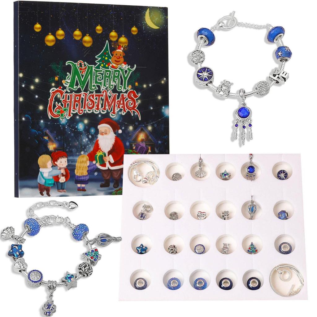 Maida Blue Series DIY Christmas Countdown Calendar Bracelet Gift Set - Dreamy Starry Sky Theme