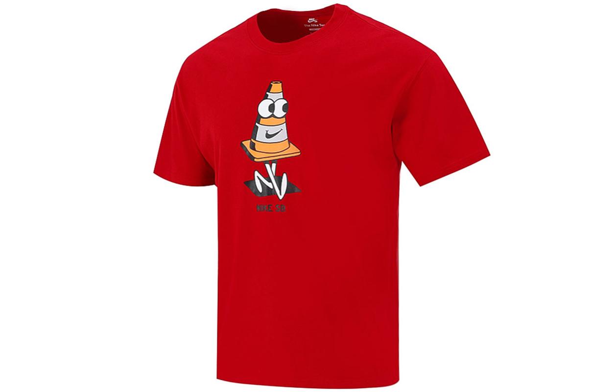Nike T Shirts Men s Red Crew Neck Moderate Straight Fit DJ1225-687 S