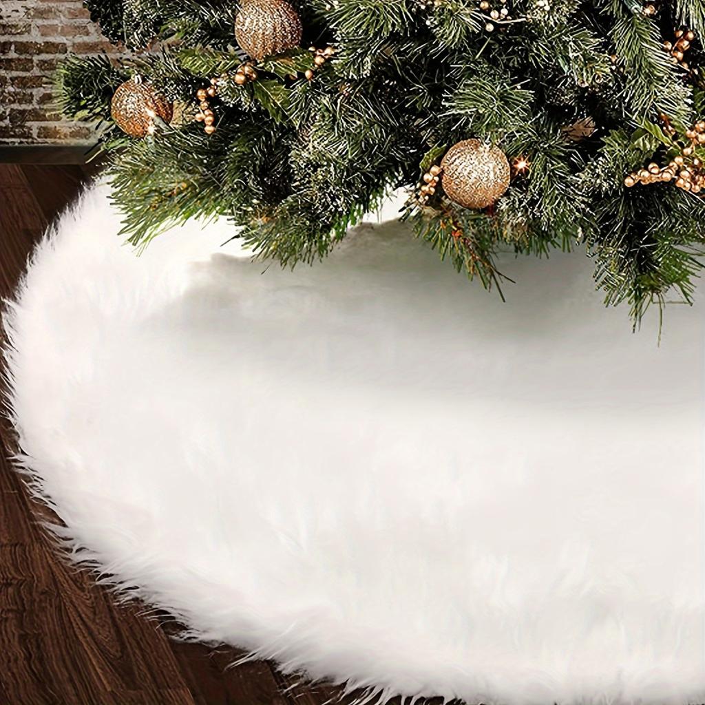 1pc 78cm 30.7inch White Snow Plush Christmas Tree Skirt Festive Christmas Tree Decor XmasTree Ornaments