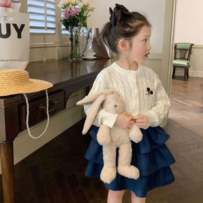 Girls Flower Sweater Cardigan Spring and Autumn Children Fashion Knitwear