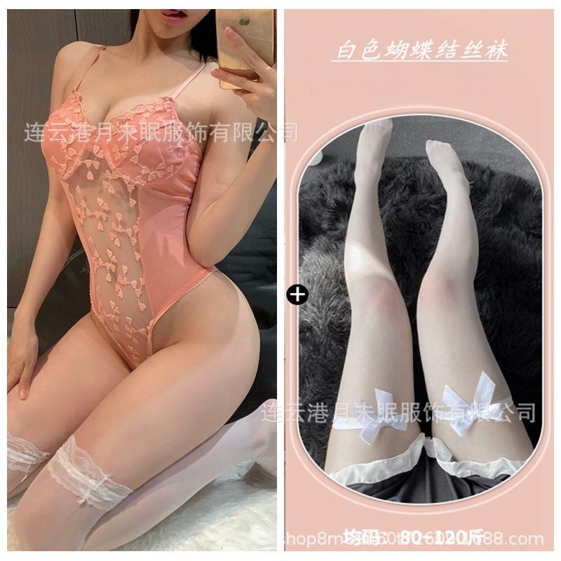 Sexy lingerie sexy lace mesh embroidery fantasy perspective suspender one-piece passion seduction uniform