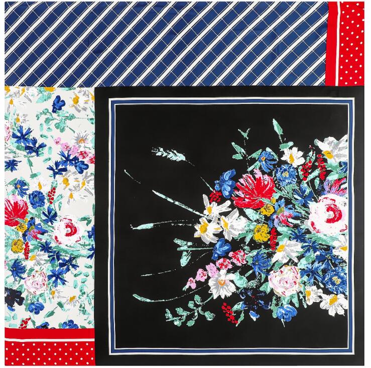 New Luxury Brand Design Sago Cycas Palm Tree Winter Square Scarf 130cm Twill Silk Scarf Women Kerchief Scarves For Ladies