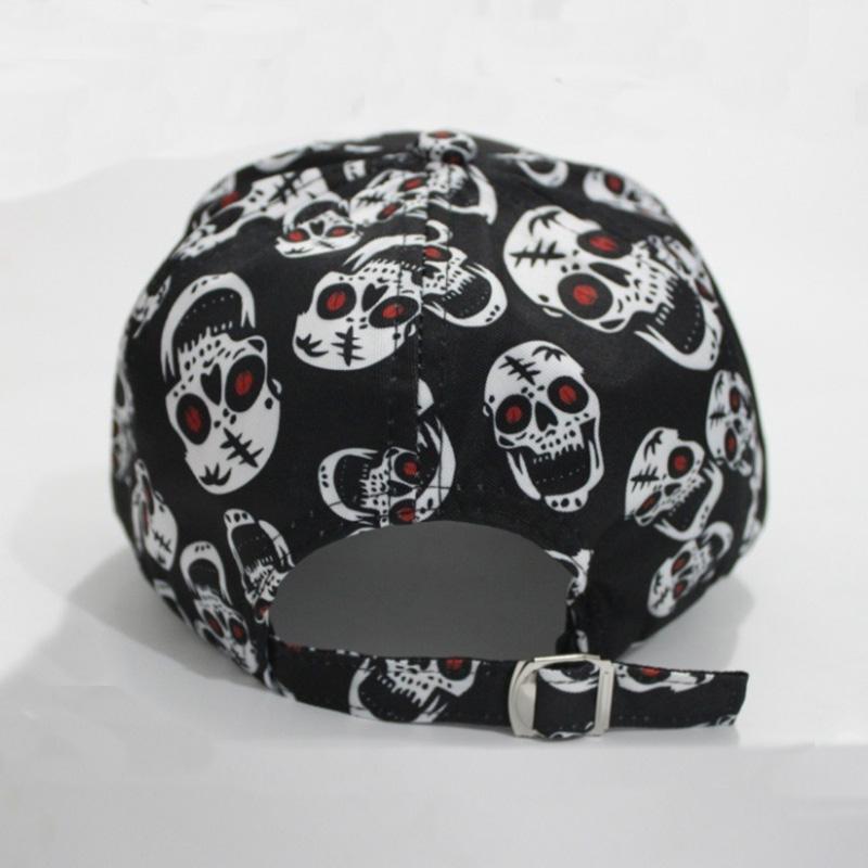 Skull Print Black Baseball Cap Women's Y2K Vintage Sun Hat Men Unisex Dad Hats