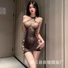 Tight Perspective Sex Underwear Sexy Hollow Neck Tube Breast Hips Leopard Print Spotted Mesh Uniform