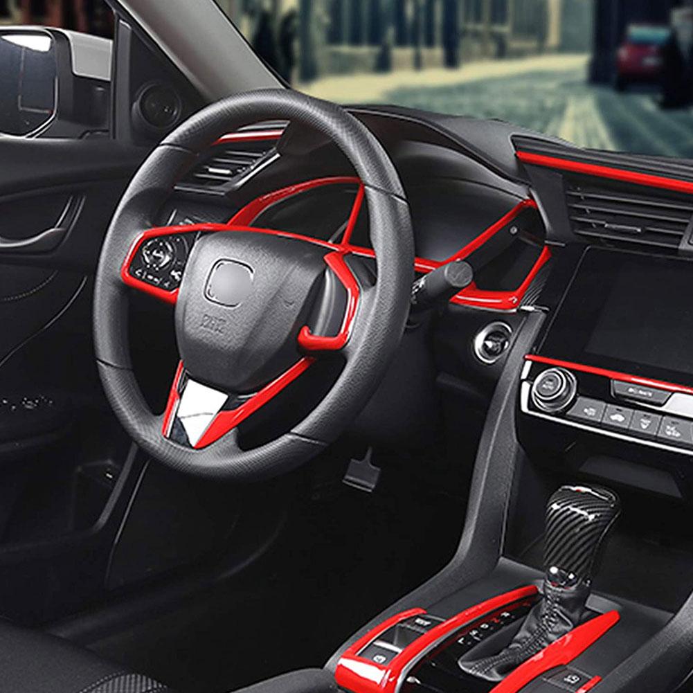 15Pcs Car Instrument Panel Center Console Trim Air Outlet Left Automatic Gear Steer Wheel Cover for Honda 10th Civic 2016-2024