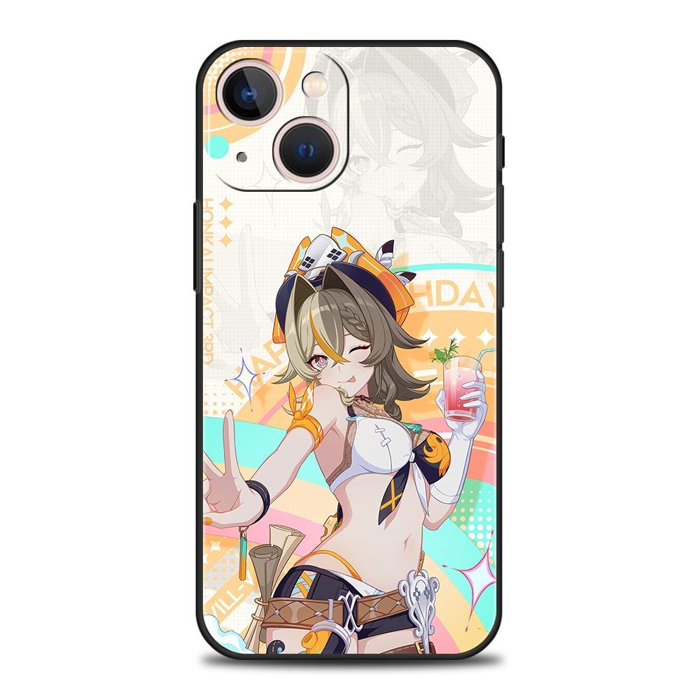 Custodia di Lusso Morbida per Telefono Honkai Impact 3rd Per iPhone 13 15 14 12 11 Pro MAX XR X SE XS 7 8 Plus Silicone Nero Copertura Protettiva