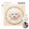DIY 5D Pearl Bead Painting Kit with Frame Cute Bichon Dog Design Shiny Canvas Art for Bedroom Wall Decor and Special Birthday Gift
