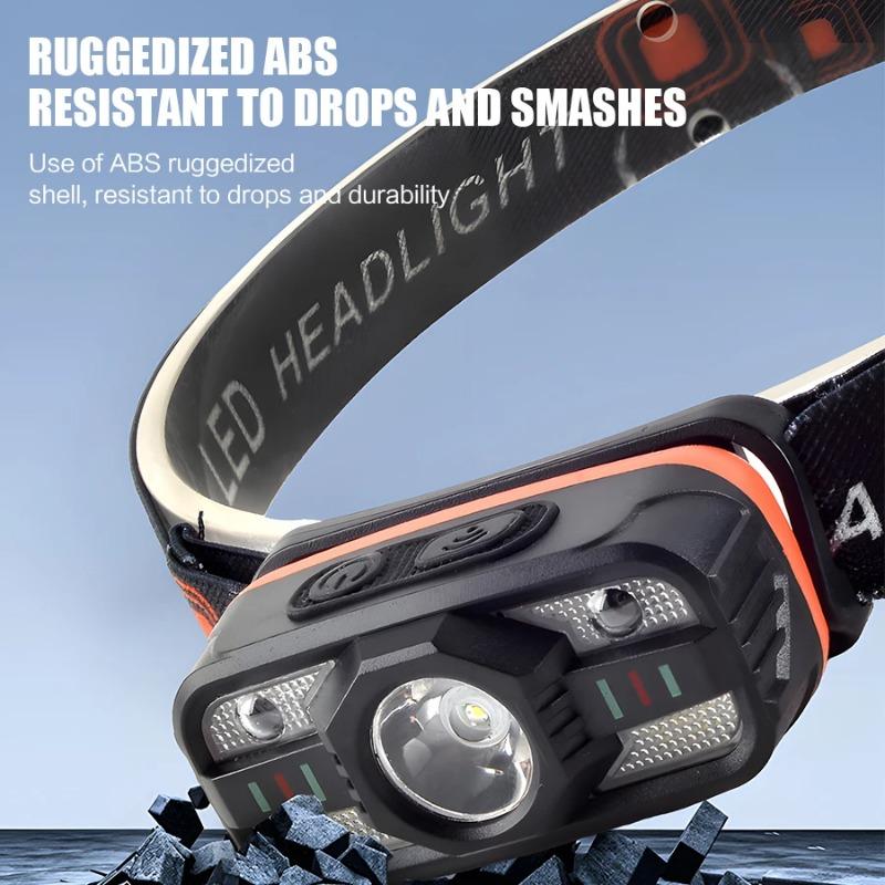 Sensor Headlamp LED High Bright Rechargeable Headlights with RED Light Waterproof Fishing Camping Cycling Induction Head Light