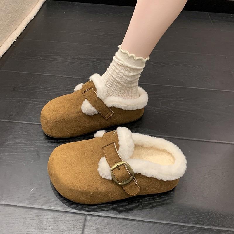Neue Retro-Samt-verdickte Pantoffeln mit dicker Sohle für Damen, vielseitig, winterwarm, für den Außenbereich