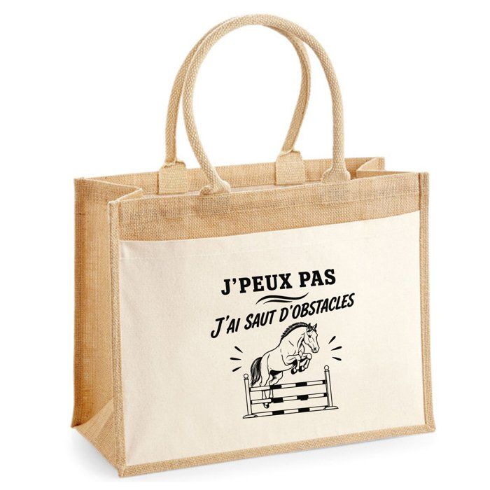 Sac cabas - PLANETEE - J'peux pas minimaliste - toile de jute et coton - 21 L - slogan minimaliste