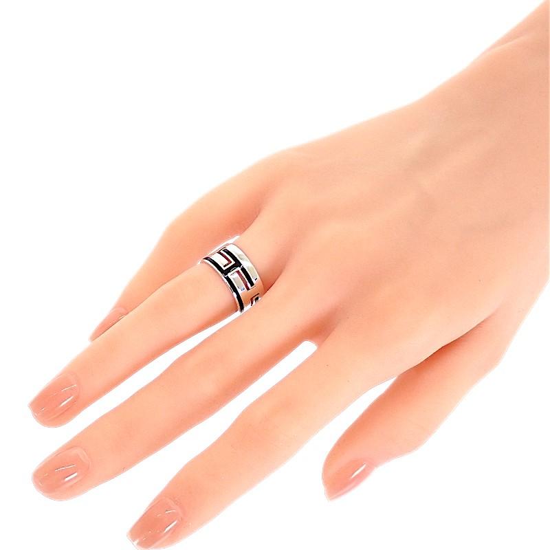 HERMES #12(JP Size) ring black Silver925 Women