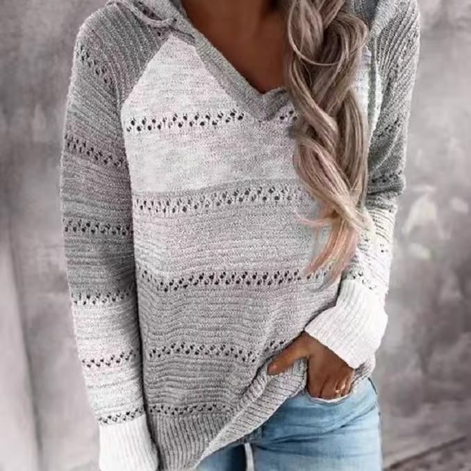 

Повседневная толстовка с капюшоном в стиле пэчворк с V-образным вырезом и длинными рукавами 5XL серый