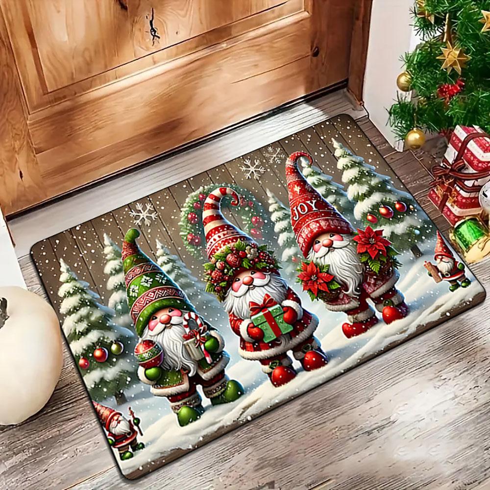 Christmas Carpet Decoration Cartoon Dwarf Door Mat Snowman Gingerbread Entrance Welcome Mat Indoor Outdoor Absorbent Xmas Mat