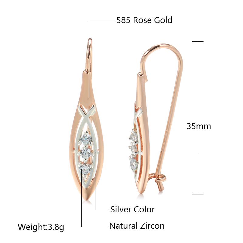 Modische Ethnische Braut Hängeohrringe Roségold Natürlicher Zirkon Rhombus Ohrringe Für Frauen Vintage Hochzeits Schmuck