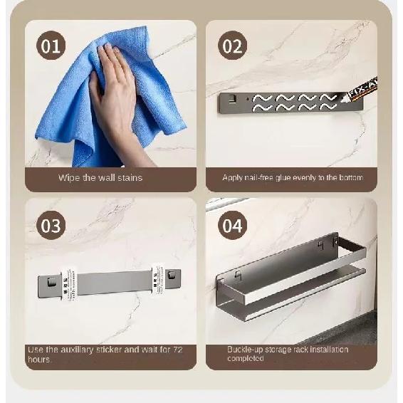 Gun Gray Kitchen Storage Rack Seasoning Rack Free Storage Can Wall Mounted Multifunctional Seasoning Rack