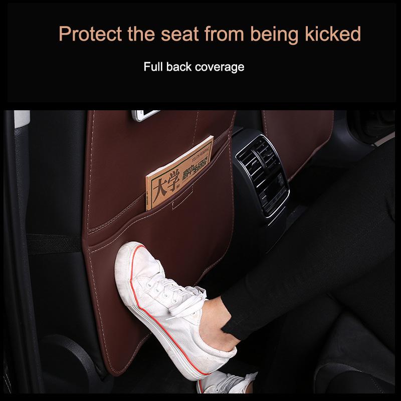 PU Leather Car Seat Back Storage Bag Protector For Children Kick Mud Dirt Pad Auto Anti Kick Mat Pad Interior  Accessorie