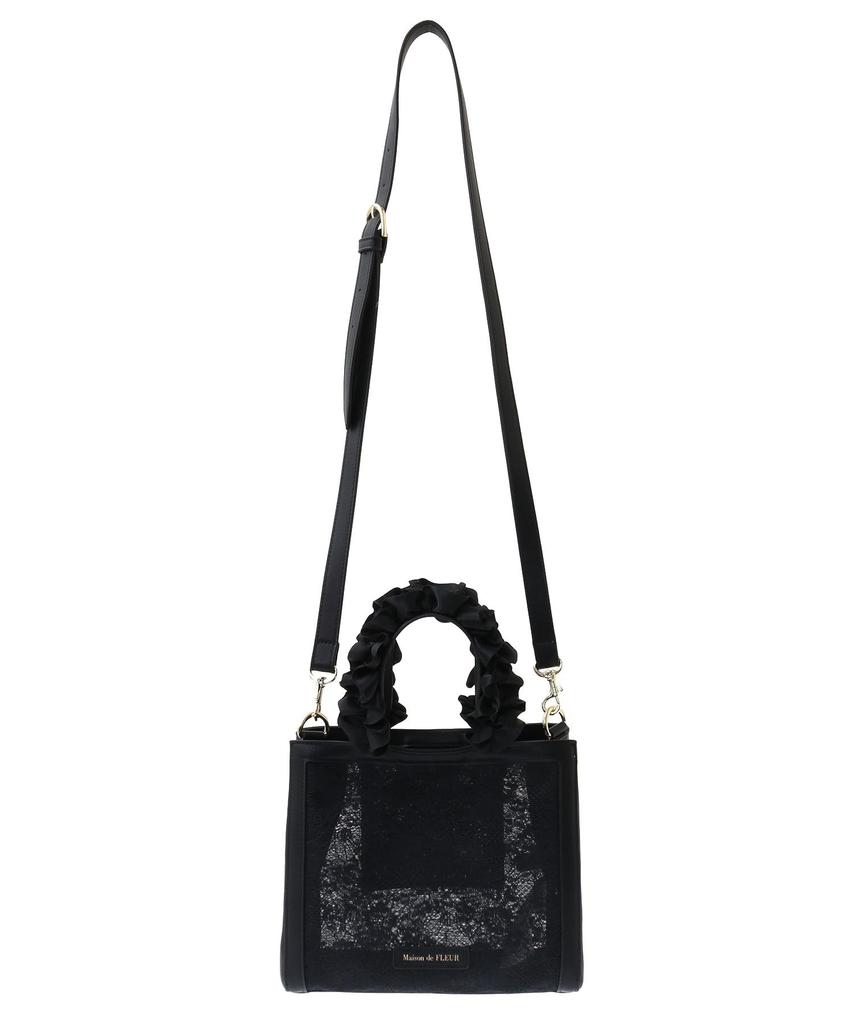 Maison de Fleur Damen Netz-Spitze 2-Wege-Tragetasche, Schwarz