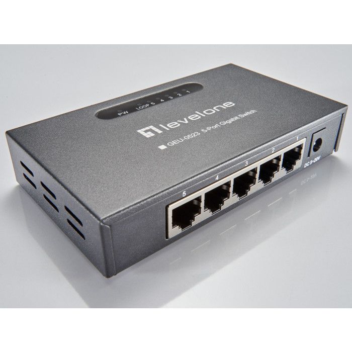 Commutateur Réseau - LEVELONE - GEU-0523 - 5 Ports Gigabit Ethernet - Boîtier Métal - 2K MAC