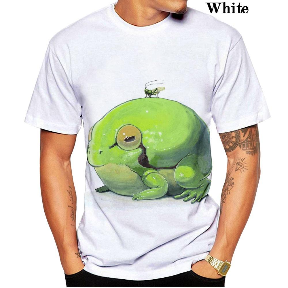 Летняя модная футболка с забавными животными для мужчин и женщин, красочная забавная футболка с 3D принтом лягушки, повседневная футболка в стиле хип-хоп с коротким рукавом 6XL белый