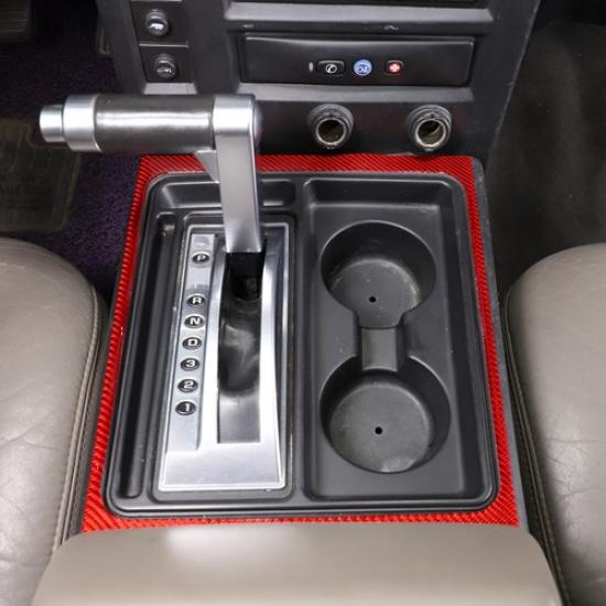 Red Carbon Fiber Center Console Gear Panel Trim Sticker for Hummer H2 2003-09
