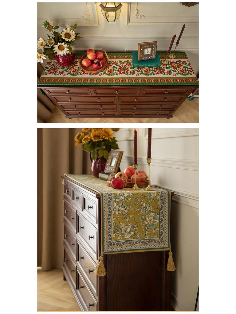 Retro American Luxury Table & Cabinet Runner - High-Grade Cloth Cover