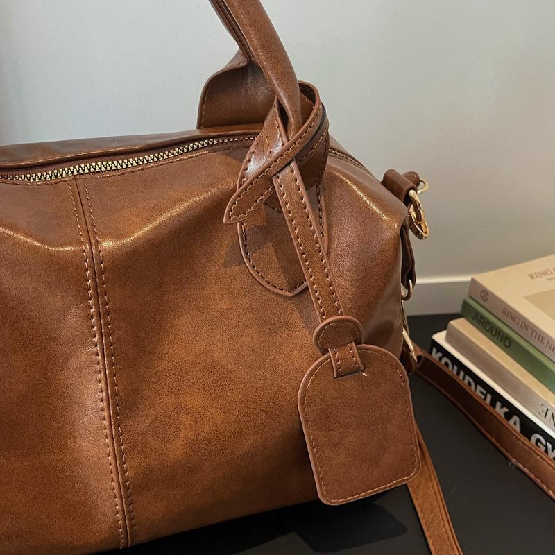 Modische Damen-Lederhandtasche Vintage Boston Boston-Tasche Umhängetasche mit abnehmbarem Riemen Geeignet für Arbeit, Einkaufen und Reisen