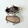 Skeleton Pendant Necklace Gothic Necklace with Skeleton in Casket Pendant