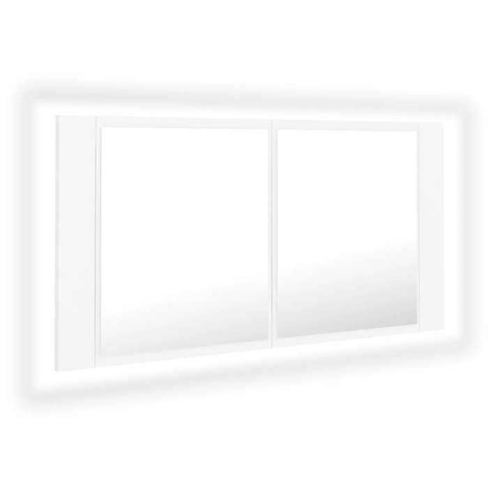 VidaXL Armoire salle de bain à miroir LED Blanc 90x12x45 cm Acrylique 804972