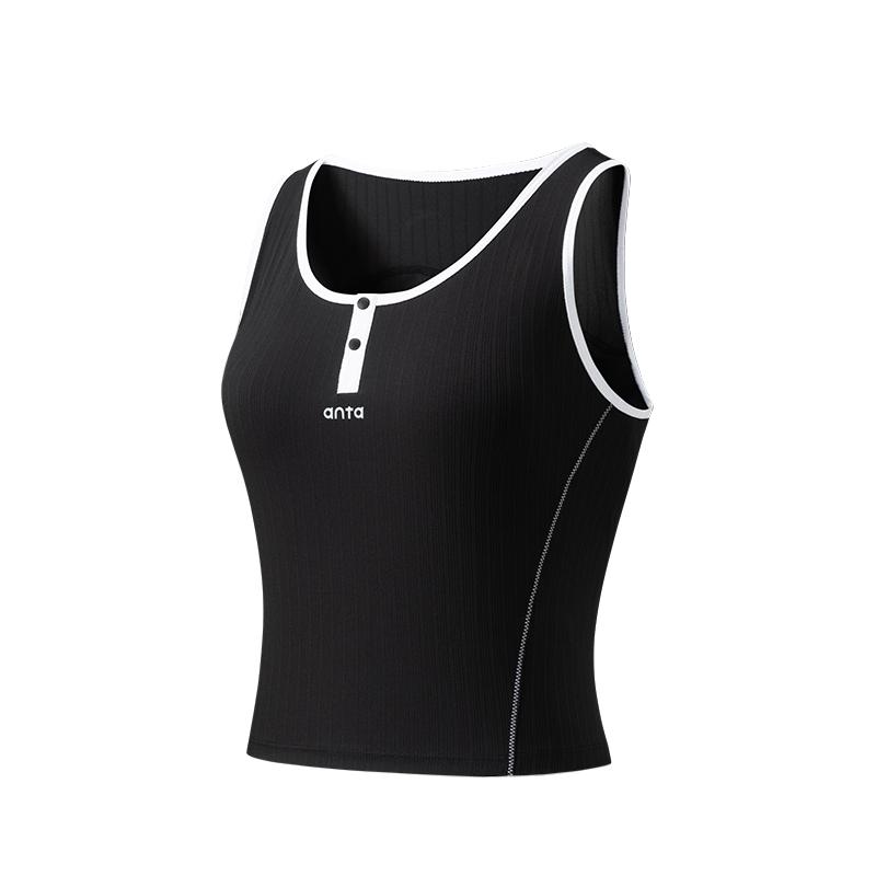 Anta Knitted Summer Vest Women tops Black 962627105-3 XS