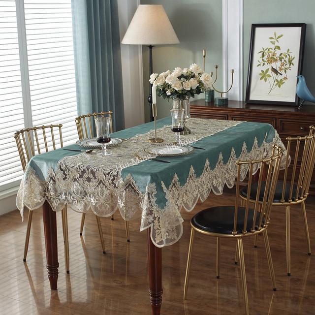 Tablecloth Blue Europe Luxury Embroidered Table Dining Table Cover Table Cloth Flower Lace Tv Cabinet Bedside Dust Cover