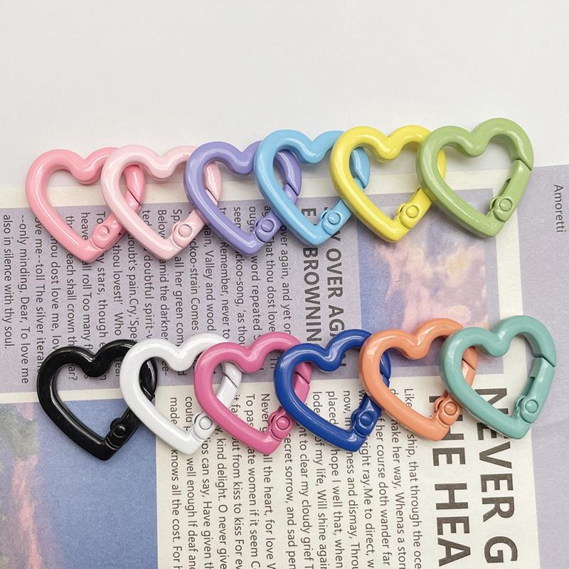 Yogodlns 10/20 Stück Metall Herz Federverschluss Öffnbarer Liebesförmiger Karabiner DIY Rucksack Taschen Zubehör