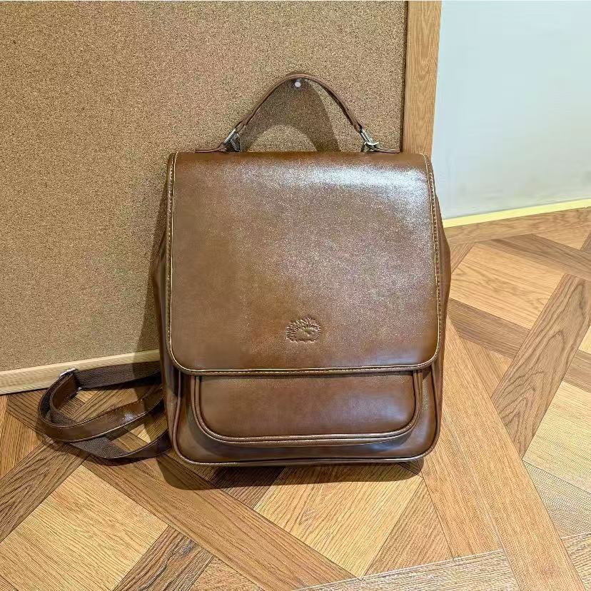 

Korean Retro Hedgehog Print Backpack Women Multi Purpose Leather Large Capacity Shoulder Bag Ladies Commuter Crossbody Bags 2025 33x30x11cm коричневий
