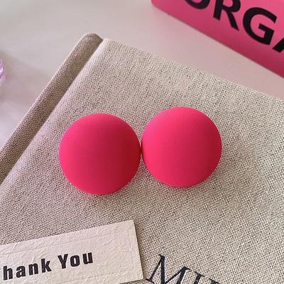 Rose Red Semicircle Big Stud Earrings for Women Candy Color Sweet Cute Round Earrings Party Girls Geometry Trendy Jewelry