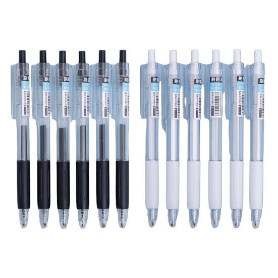 6Pcs Retractable Gel Pens 0.5mm Fine Nib Pen Smooth Writing Pen for Exams Students Fast-Drying Ink No-Skip School Office Supplies
