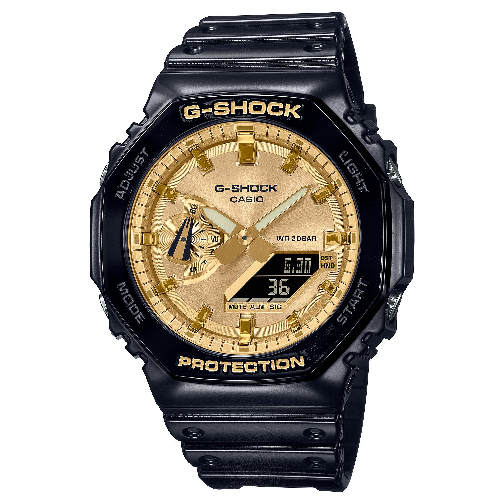 Casio Men s Resin 200M Water Resistant Analog Shock Resistant Quartz Watch GA-2100GB-1A чёрный