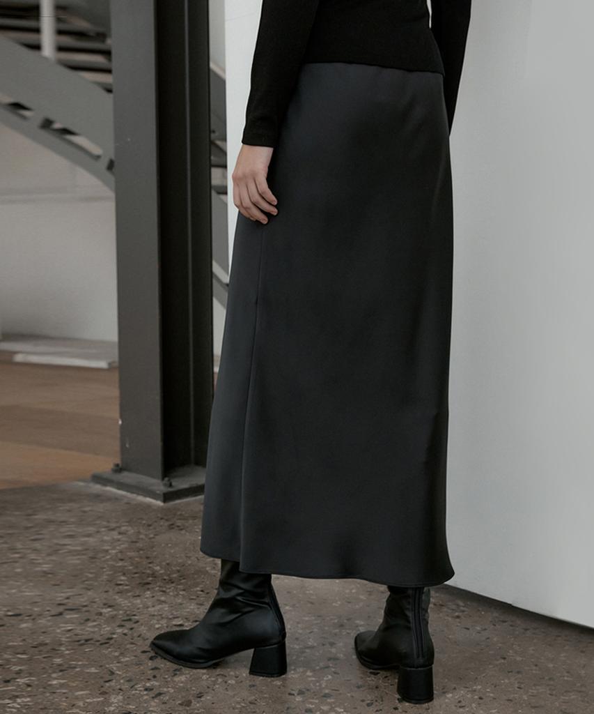 Otte Reve Satin Long Slit Skirts_2Color