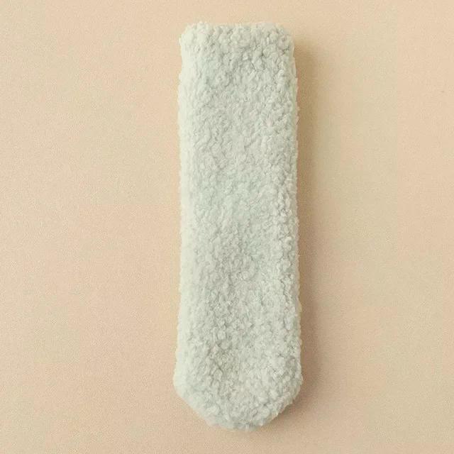 Women Men Slipper Socks Coral Plush Couples Winter Snow Solid Color Thickened Moonlight Chrismas Mid Tube Socks No Hair Loss