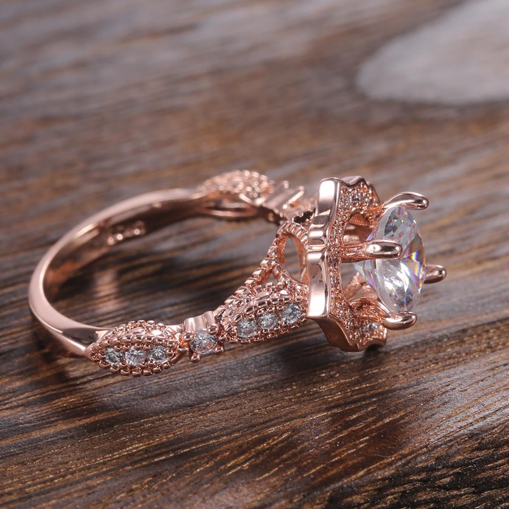 New New Engagement Ring Flash Round Shining CZ Rings Luxury Crystal Women Jewelry