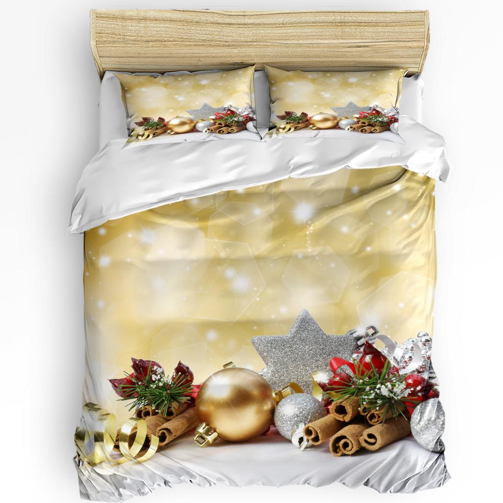 Christmas Tree Gifts Santa Claus Bells Snowflakes 3pcs Bedding Set For Bed Home Textile Duvet Cover Quilt Cover Pillowcase