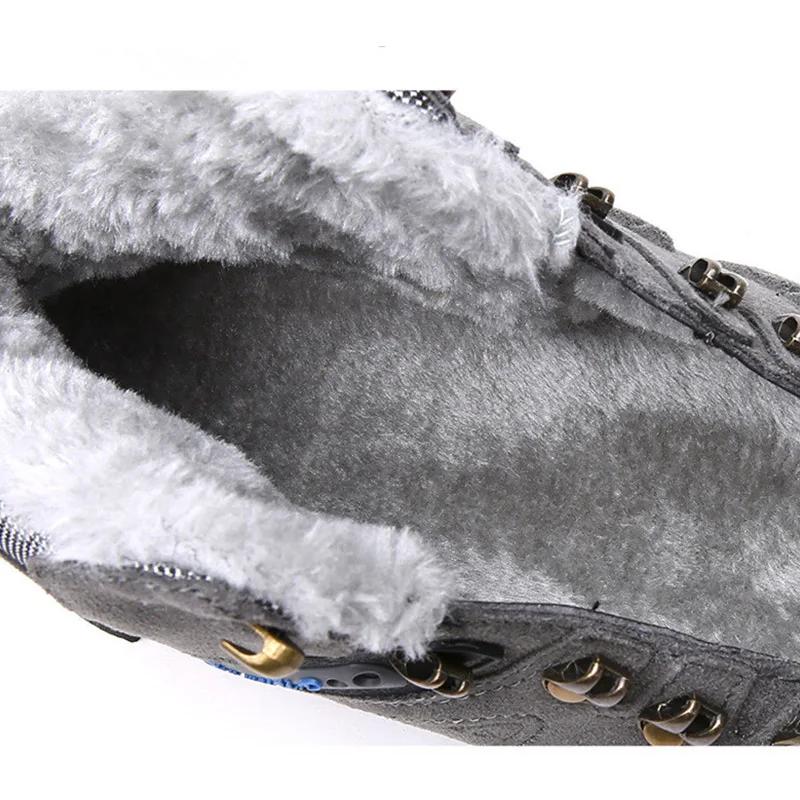 Winter Fur Warm Snow Boots for Men Lace-up Casual Winter Boots Work Shoes Men Footwear Fashion Rubber Ankle Shoes Big Size 37-47