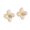 Eco-Friendly Alloy Retro French Four-Petal Flower Stud Earrings - Exquisite High-End Jewelry
