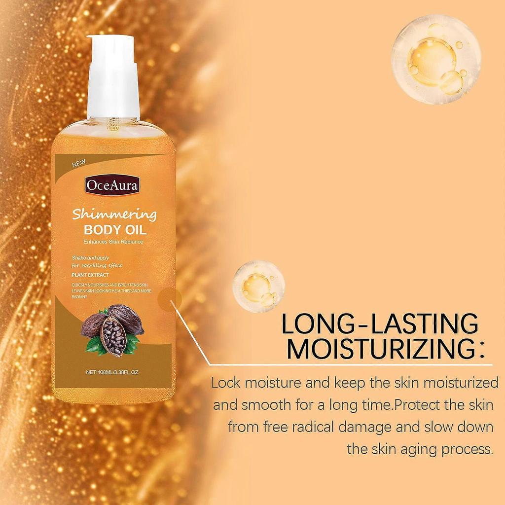 Limited time!!Oceaura Shimmering Moisturizing Body Oil - Hydrating, Nourishing Daily Body Care, Full Body Massage Essential Oil