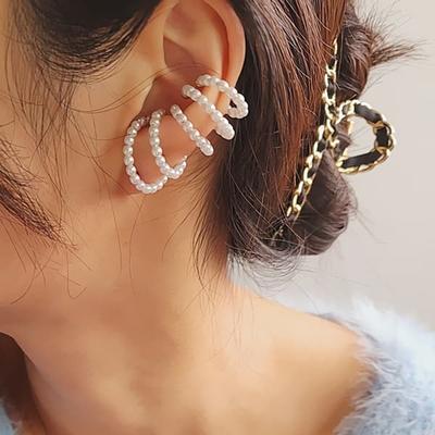 Women's Daily Pearl Five Ear Cuff Earrings