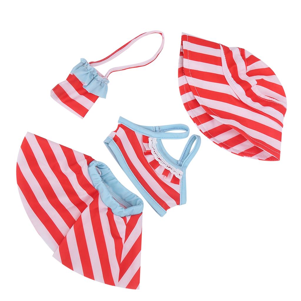 18Inch Baby Doll Clothes Swimsuits Baby Doll Tops Skirt Hat Messenger Bag Bathing Suit