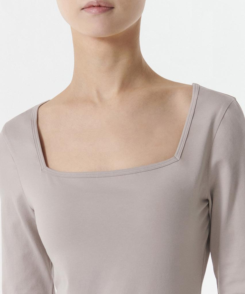 Musinsa Standard Woman Square Neck Long Sleeve Bodysuit [Ash Beige]