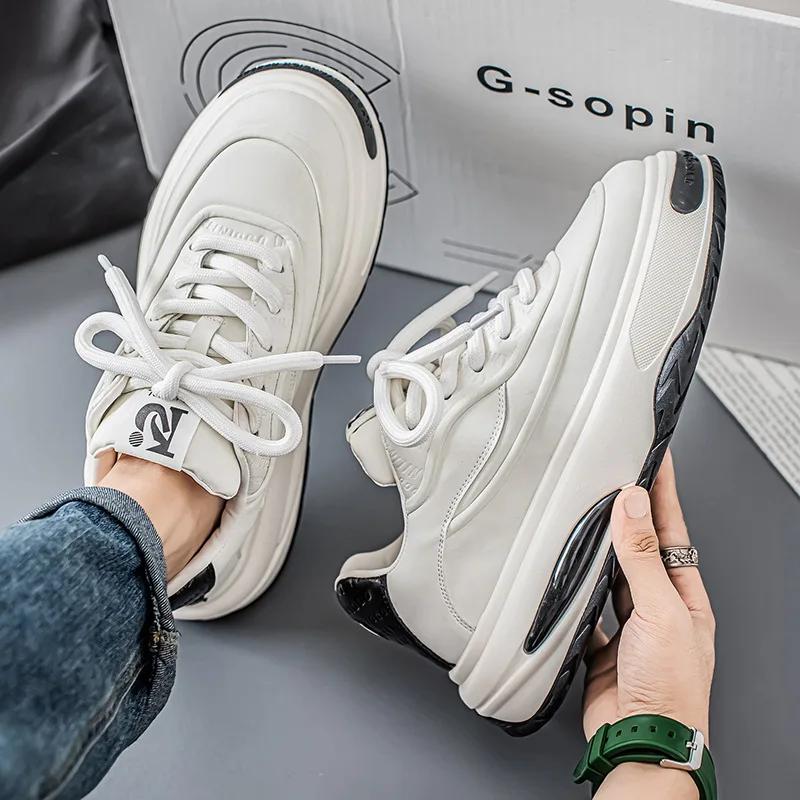 

Fashion Spring Men Casual Shoes Fashion Mixed Colour Comfortable Chunky Anti Skid Sports Sneakers Thick Sole Mesh Breathable Footwear 39 белый