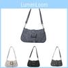 Fashion Rivet Stitching Shoulder Bag Women 2023 Winter Popular Simple Versatile Armpit Bag White Black Denim Coffee
