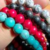 Single Natural Stone Beaded Elastic Bracelet | Turquoise/Red/White Marble Pattern Gem Wristband, Suitable for Daily Wear, Vintage and Simple Style