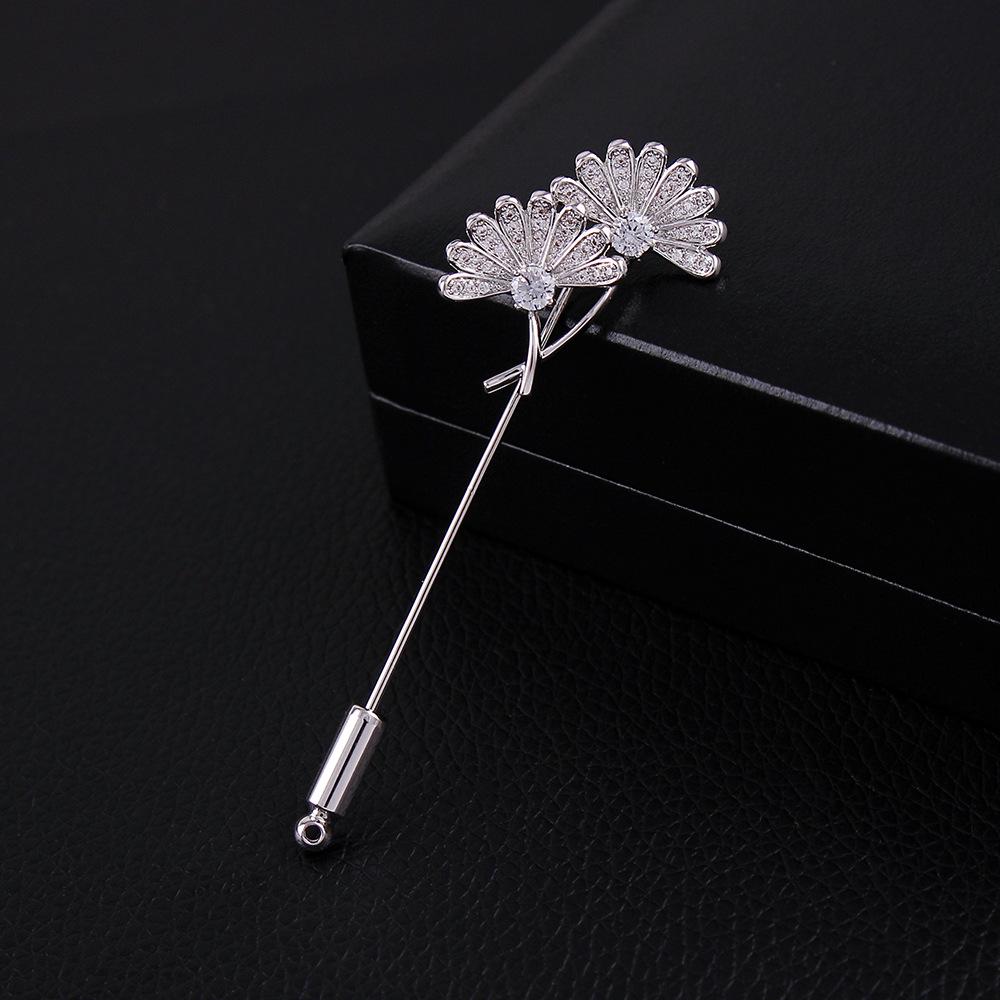 Ginkgo Leaf Zircon Brooch: Unisex High-Grade Crystal Pin